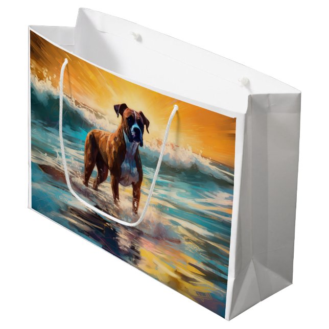 Bolsa De Regalo Grande Pintura de Boxer Beach Surfing (Angulo Anverso)