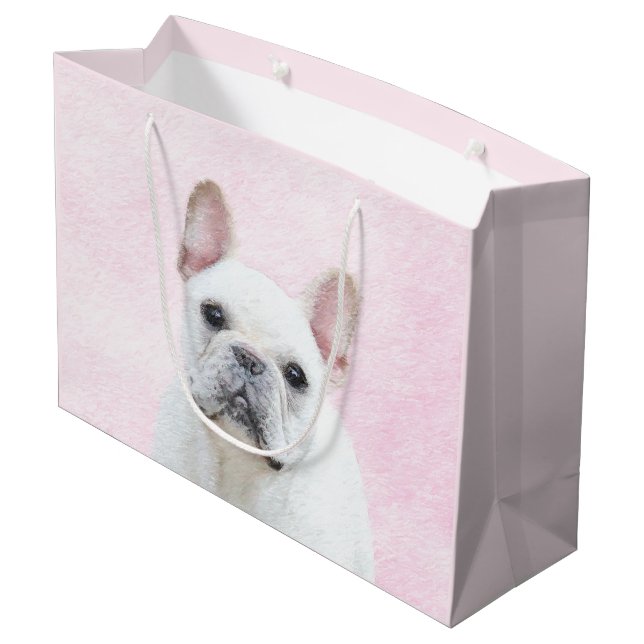 Bolsa De Regalo Grande Pintura de Bulldog francés (crema/blanco) - Arte d (Angulo reverso)