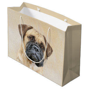 Bolsa De Regalo Grande Pintura de Bullmastiff - Arte de Perro Original.