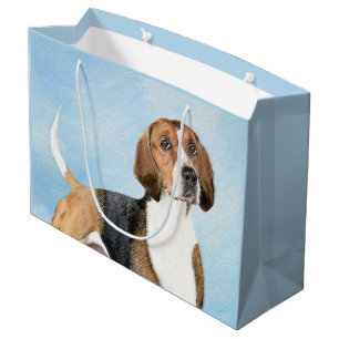 Bolsa De Regalo Grande Pintura de Foxhound inglesa - Arte Perro Original