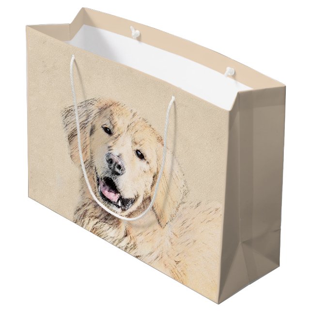 Bolsa De Regalo Grande Pintura de Golden Retriever - Cute original Dog Ar (Angulo reverso)