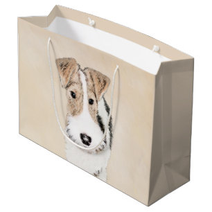 Bolsa De Regalo Grande Pintura de hilo Fox Terrier - Arte de Perro Origin