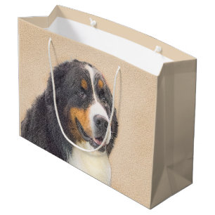 Bolsa De Regalo Grande Pintura de perro de montaña de Bernese - Arte de