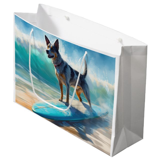 Bolsa De Regalo Grande Pintura de surf Blue Heeler Beach (Angulo Anverso)