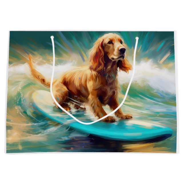 Bolsa De Regalo Grande Pintura de surf Cocker Spaniel Beach (Anverso)