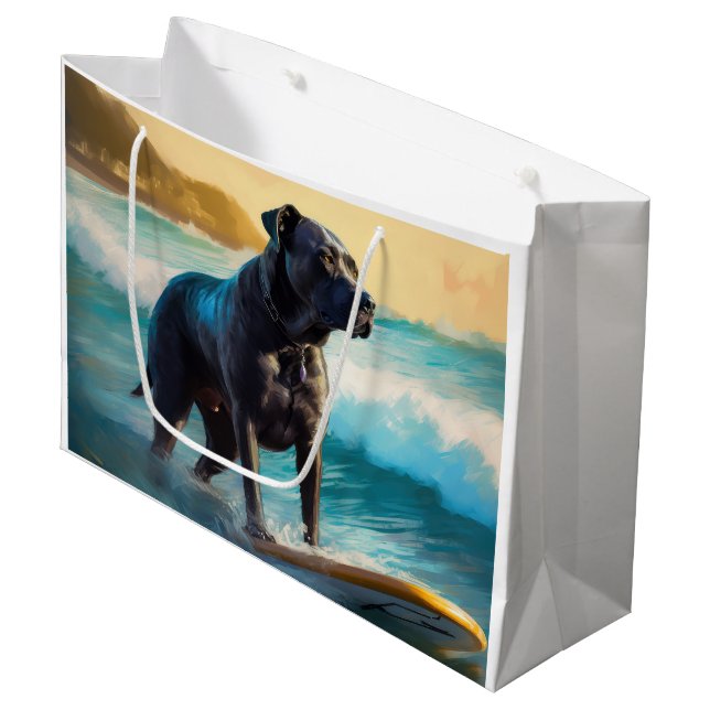 Bolsa De Regalo Grande Pintura de surf de Cane Corso Beach (Angulo Anverso)
