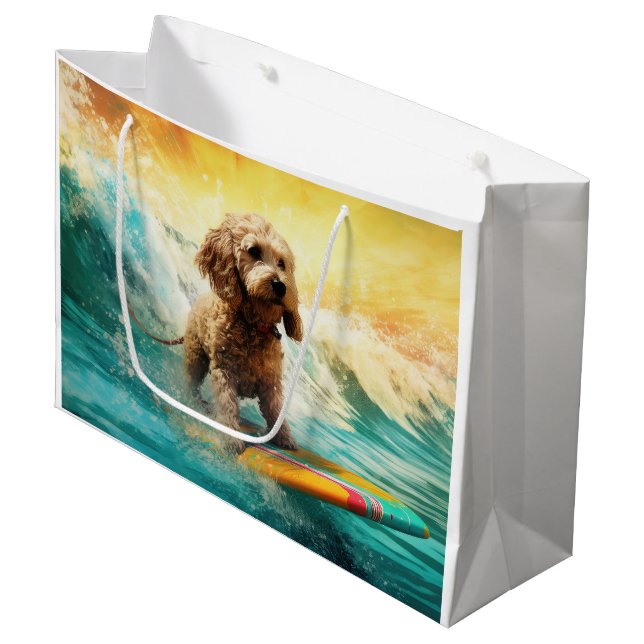 Bolsa De Regalo Grande Pintura de surf en Cockapoo Beach (Angulo Anverso)