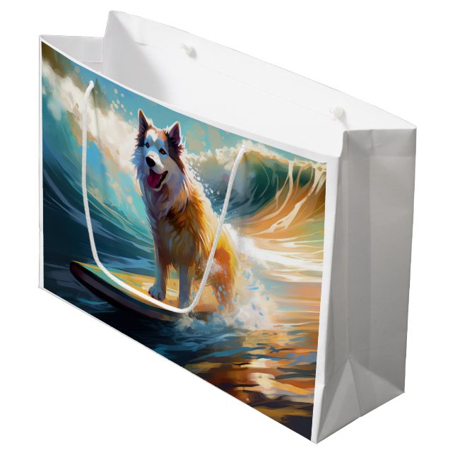 Bolsa De Regalo Grande Pintura de surf en la playa de Malamute en Alaska (Angulo Anverso)