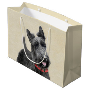 Bolsa De Regalo Grande Pintura de terrorífico escocés - Arte de perro o
