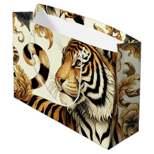 Bolsa De Regalo Grande Pintura de tigre dorado vintage