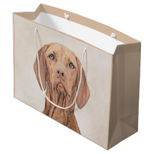 Bolsa De Regalo Grande Pintura de Vizsla - Arte de perro original curado