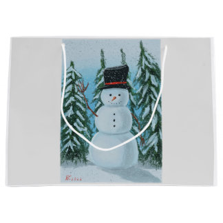 Bolsa De Regalo Grande Pintura digital de Snowman