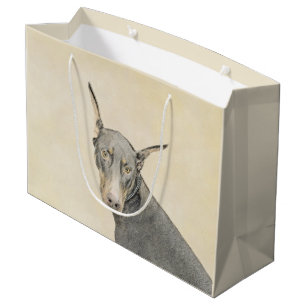 Bolsa De Regalo Grande Pintura Doberman Pinscher - Original Dog Art