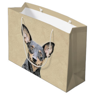 Bolsa De Regalo Grande Pintura en miniatura de Pinscher con arte original