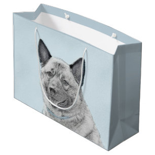 Bolsa De Regalo Grande Pintura noruega de elkhound - Arte original de per