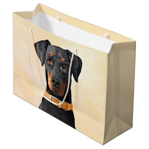 Bolsa De Regalo Grande Pintura original de Doberman Pinscher sin cortar