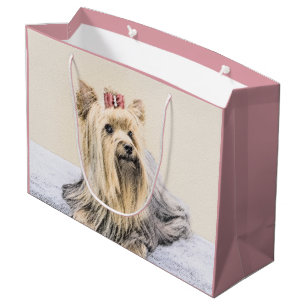 Bolsa De Regalo Grande Pintura Terrier de Yorkshire - Arte Perro Original