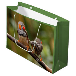 Bolsa De Regalo Grande Pinzones cebra descarados pájaros cantores en rama