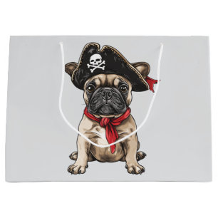 Bolsa De Regalo Grande Pirata Bulldog francés Skull Crossbone