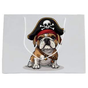 Bolsa De Regalo Grande Pirate Bulldog inglés Skull Crossbone