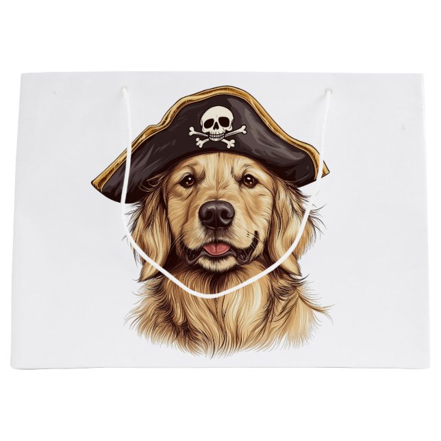 Bolsa De Regalo Grande Pirate Golden Retriever Dog Skull (Anverso)