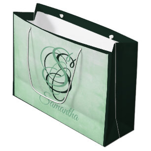 Bolsa De Regalo Grande Pistachio verde oscuro elegante rústico Personaliz