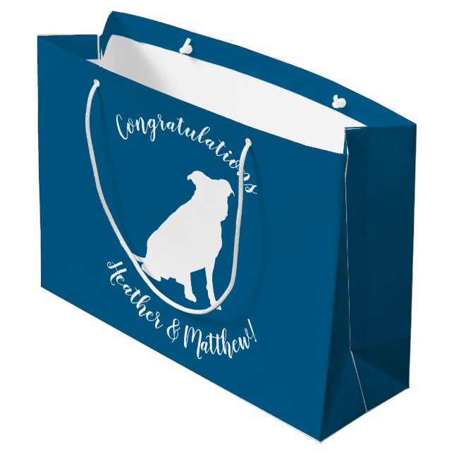 Bolsa De Regalo Grande Pit Bull Baby Shower Dog Pitbull Blue Boy (Angulo reverso)