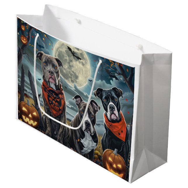 Bolsa De Regalo Grande Pitbull Halloween Spooky (Angulo Anverso)