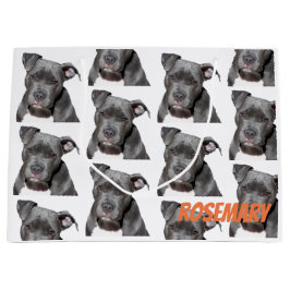 Bolsa De Regalo Grande Pitbull negro Editable