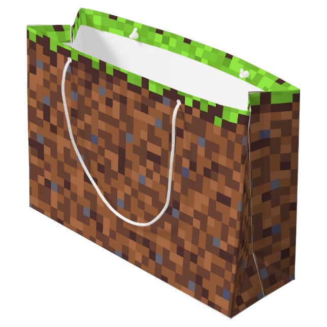 Bolsa De Regalo Grande Pixel grass gamer birthday  (Angulo reverso)