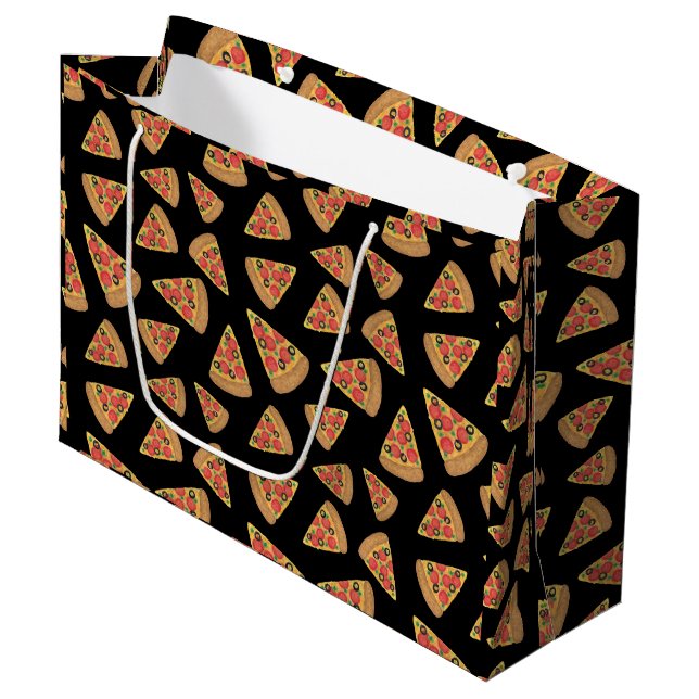 Bolsa De Regalo Grande Pizza Fiesta Pepperoni Novedad Negro (Angulo Anverso)