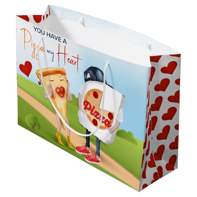 Bolsa De Regalo Grande Pizza Love Funny (Angulo reverso)