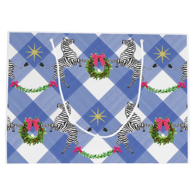 Bolsa De Regalo Grande Placa azul de Cebras (Reverso)