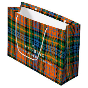 Bolsa De Regalo Grande Plaid Clan Murray Blue Naranja Green Tartan
