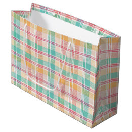 Bolsa De Regalo Grande Plaid de cuadros multicolor
