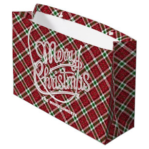 Bolsa De Regalo Grande Plaid de Navidad Brillante