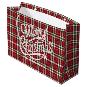 Bolsa De Regalo Grande Plaid de Navidad Brillante