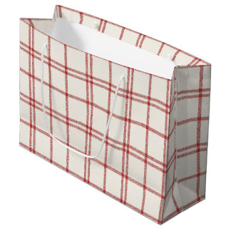 Bolsa De Regalo Grande Plaid de Navidad de Nieve Roja