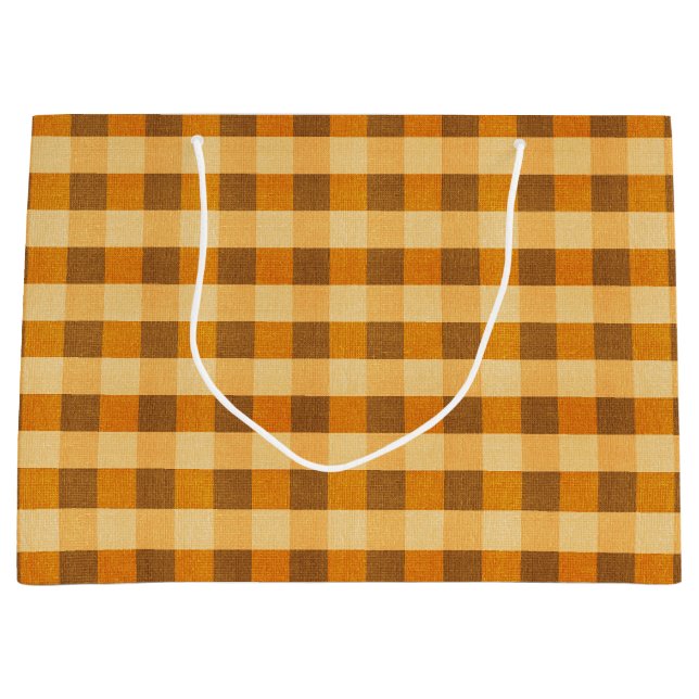 Bolsa De Regalo Grande Plaid de Otoño Cálido (Anverso)