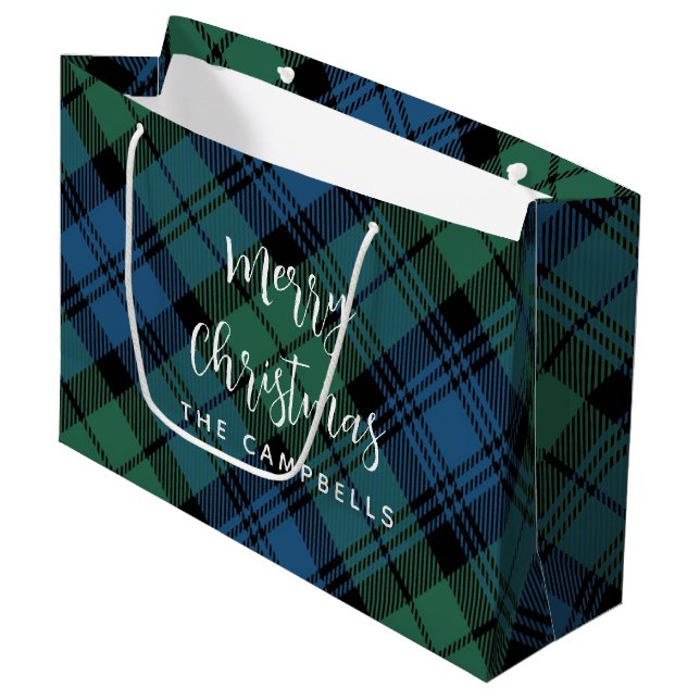 Bolsa De Regalo Grande Plaid Green Check Rústicos Navidades Campbell Tart (Angulo Anverso)