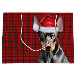 Bolsa De Regalo Grande Plaid Rojo y Amante de Perros Doberman Pinscher Fi