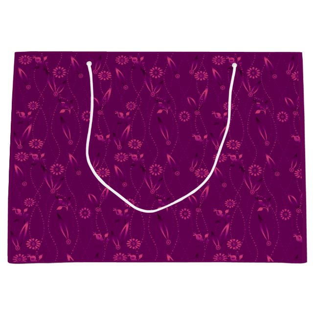 Bolsa De Regalo Grande Plain floral pattern retro burgundy (Anverso)