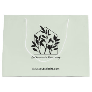 Bolsa De Regalo Grande Planta de Interior Negra Minimalista Abstracta Mod