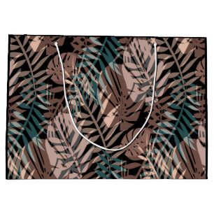 Bolsa De Regalo Grande Plantas tropicales, selva, trópicos, beige, hojas
