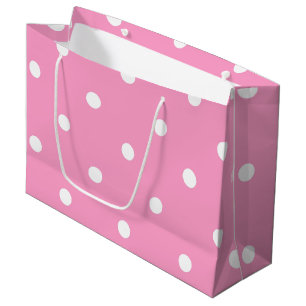Bolsa De Regalo Grande Plantilla blanca rosada elegante de moda de los
