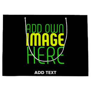 BOLSA DE REGALO GRANDE PLANTILLA DE TEXTO DE IMAGEN NEGRA SENCILLA EDITAB