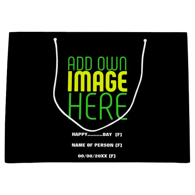 BOLSA DE REGALO GRANDE PLANTILLA DE TEXTO DE IMAGEN NEGRA SIMPLE EDITABLE (Anverso)