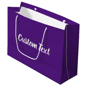 Bolsa De Regalo Grande Plantilla de texto elegante Royal Purple White Scr