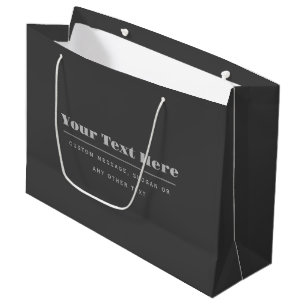 Bolsa De Regalo Grande Plantilla de texto retro-moderno editable Gris o