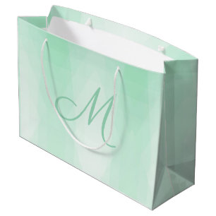Bolsa De Regalo Grande Plantilla moderna monogramada de Mint Green